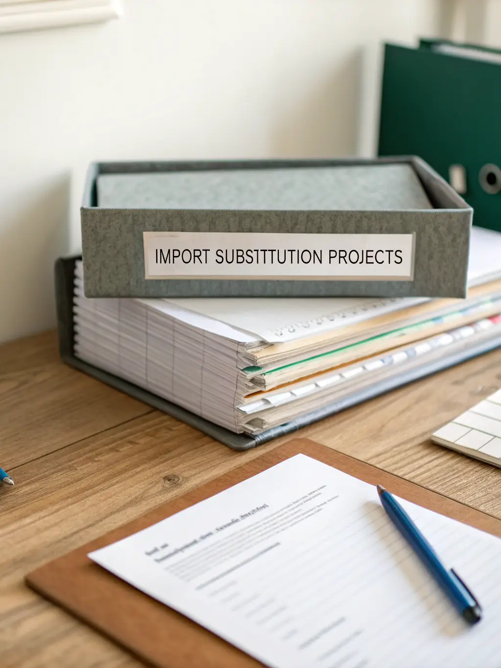 A digital illustration showing a neatly organized file folder with documents and a checkmark, representing the preparation of complete and ready-to-submit files for the property management company.